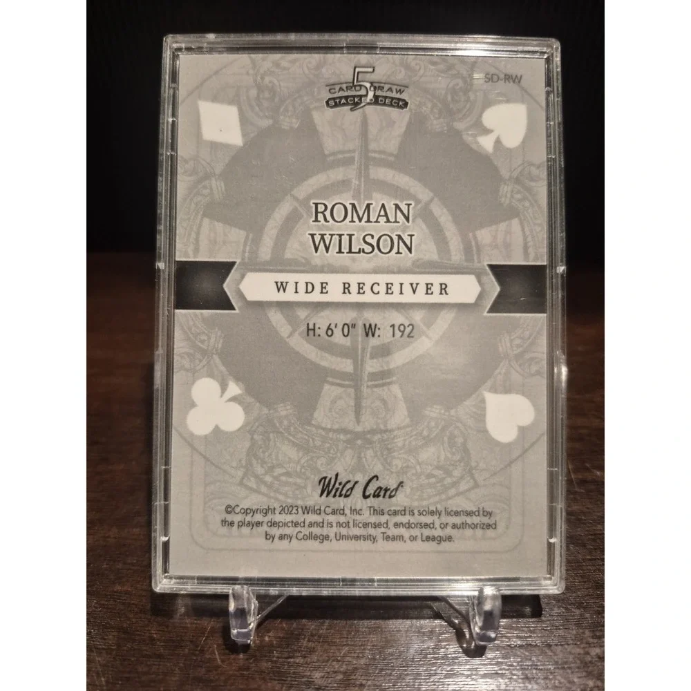 2023 Wild Card 5 Card Draw Roman Wilson Ace of Hearts Green Foil 2/3  Steelers